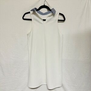 Zara Trafaluc Size Small White Black Textured Dress‎ A Line Sleeveless Collared